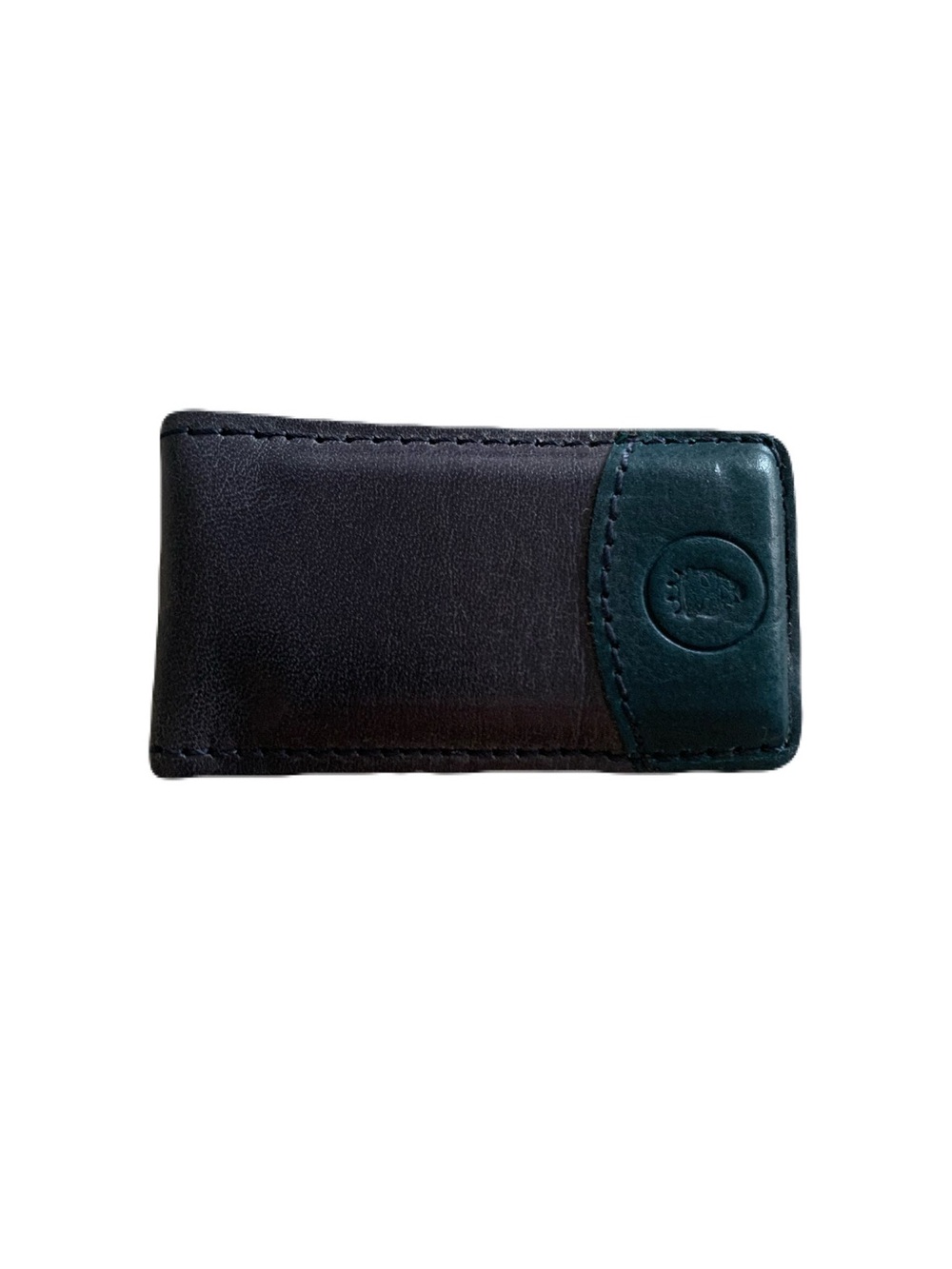 Navy Blue Genuine Leather Strong Magnetic Money Clip Cash Bills Made in USA